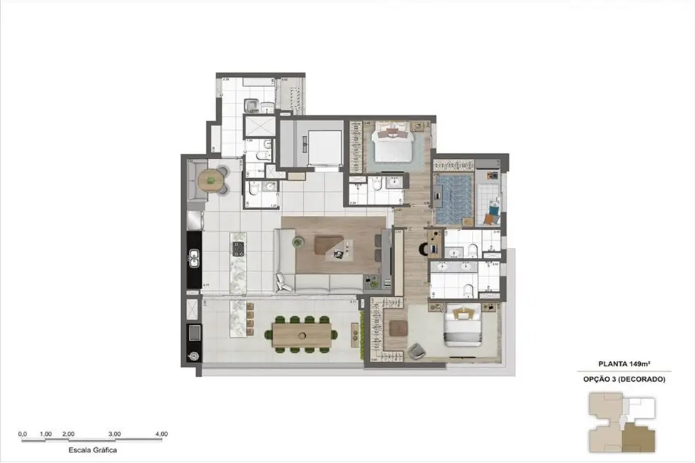 Apartamento com 3 quartos à venda, 149m2 em Moema, São Paulo - SP - imagem 7 Foto 7 de Apartamento com 3 quartos à venda, 149m2 em Moema, São Paulo - SP