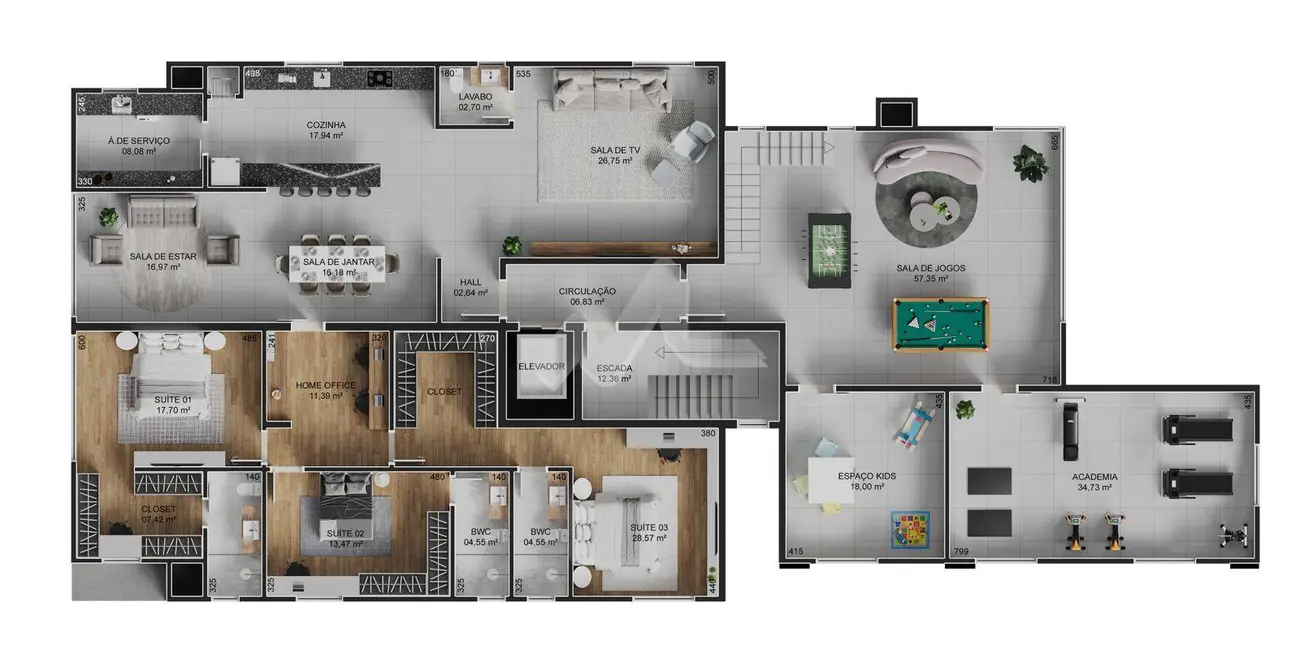 Apartamento com 3 quartos à venda, 212m2 em Jardim La Salle, Toledo - PR - imagem 4 Foto 4 de Apartamento com 3 quartos à venda, 212m2 em Jardim La Salle, Toledo - PR