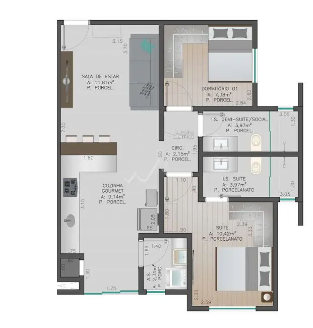 Apartamento com 1 quarto à venda, 63m2 em Jardim Coopagro, Toledo - PR - imagem 7 Foto 7 de Apartamento com 1 quarto à venda, 63m2 em Jardim Coopagro, Toledo - PR