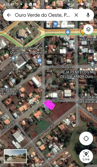 Foto 4 de Terreno / Lote à venda, 346m2 em Centro, Ouro Verde Do Oeste - PR