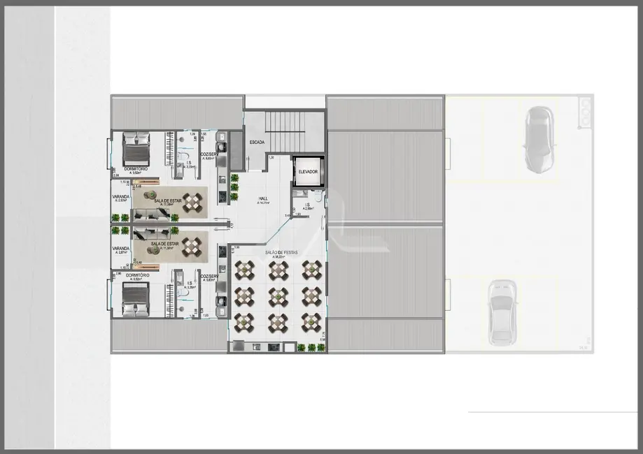 Apartamento com 1 quarto à venda, 38m2 em Vila Industrial, Toledo - PR - imagem 6 Foto 6 de Apartamento com 1 quarto à venda, 38m2 em Vila Industrial, Toledo - PR