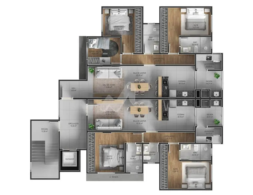 Apartamento com 2 quartos à venda, 86m2 em Jardim La Salle, Toledo - PR - imagem 8 Foto 8 de Apartamento com 2 quartos à venda, 86m2 em Jardim La Salle, Toledo - PR