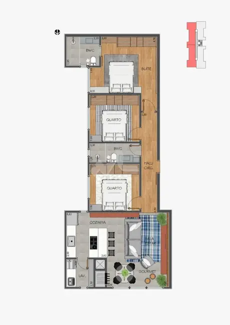 Apartamento com 3 quartos à venda em Jardim La Salle, Toledo - PR - imagem 9 Foto 9 de Apartamento com 3 quartos à venda em Jardim La Salle, Toledo - PR