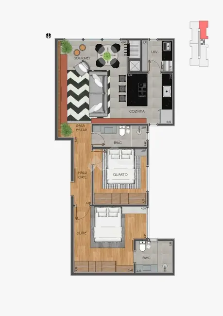 Apartamento com 2 quartos à venda em Jardim La Salle, Toledo - PR - imagem 9 Foto 9 de Apartamento com 2 quartos à venda em Jardim La Salle, Toledo - PR