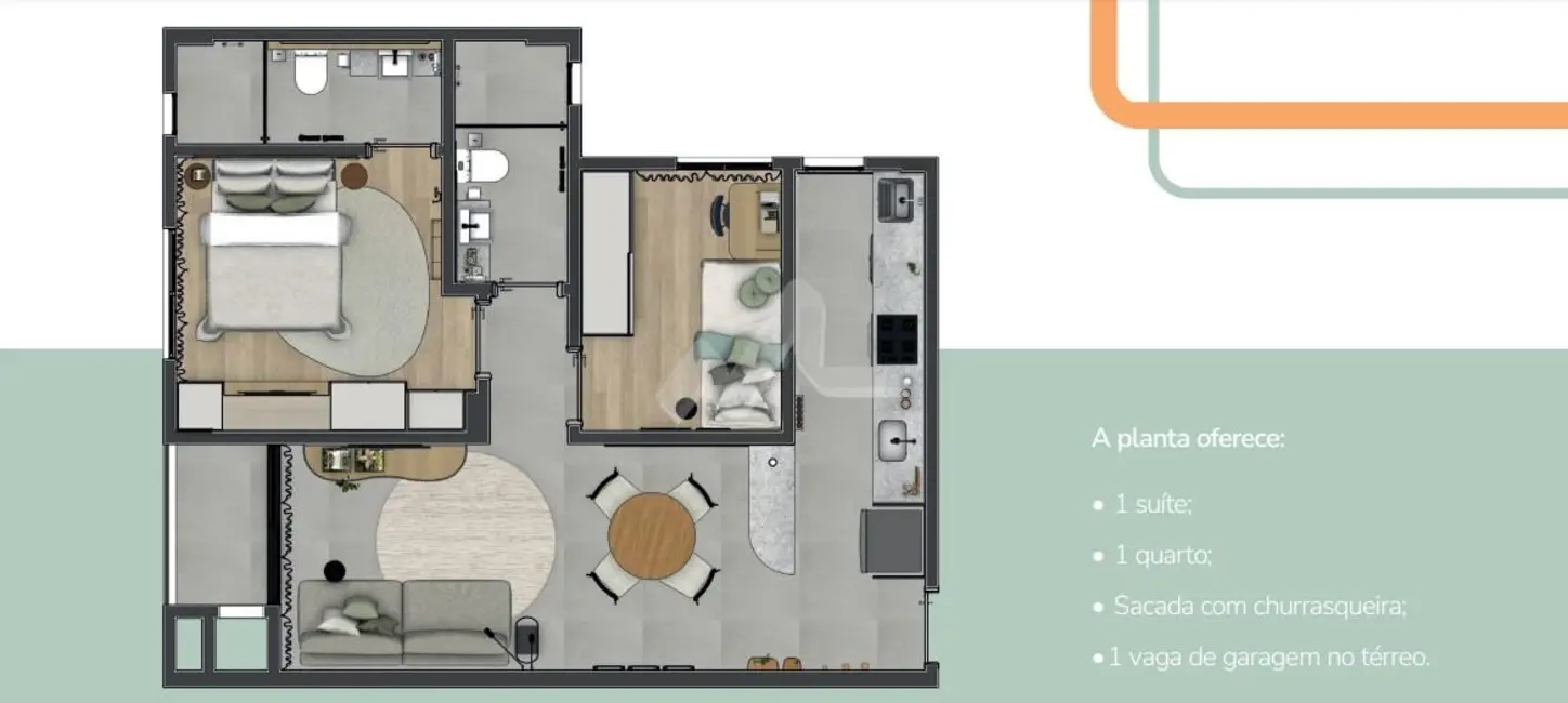 Apartamento com 1 quarto à venda, 60m2 em Jardim Gisela, Toledo - PR - imagem 5 Foto 5 de Apartamento com 1 quarto à venda, 60m2 em Jardim Gisela, Toledo - PR