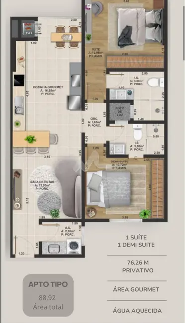 Apartamento com 1 quarto à venda, 76m2 em Vila Industrial, Toledo - PR - imagem 4 Foto 4 de Apartamento com 1 quarto à venda, 76m2 em Vila Industrial, Toledo - PR