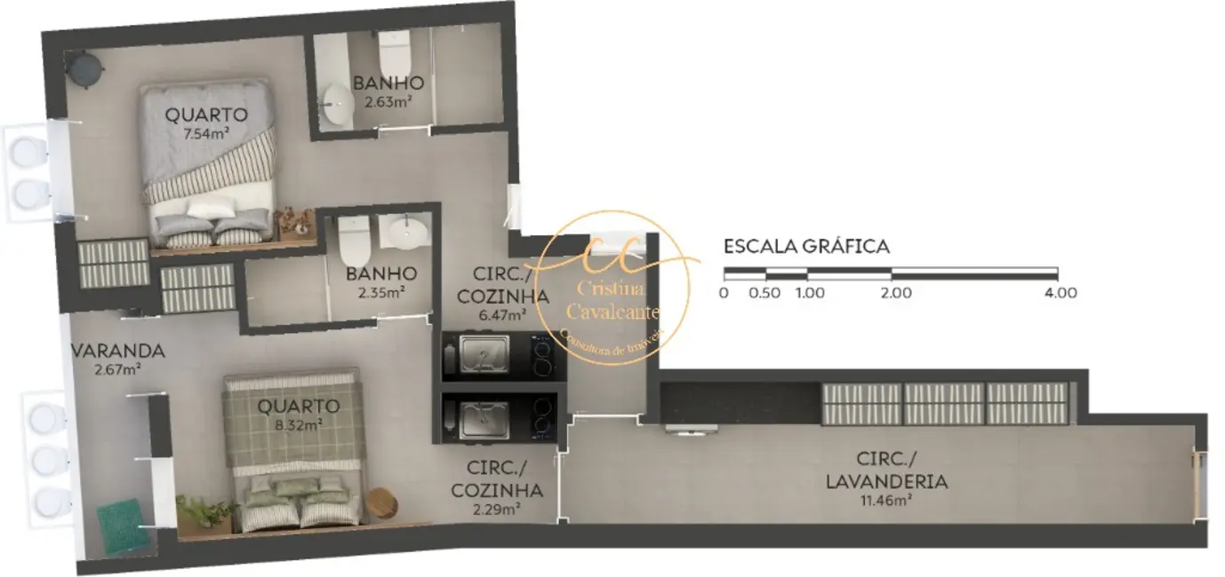 Apartamento com 2 quartos à venda, 55m2 em Botafogo, Rio De Janeiro - RJ - imagem 7 Foto 7 de Apartamento com 2 quartos à venda, 55m2 em Botafogo, Rio De Janeiro - RJ