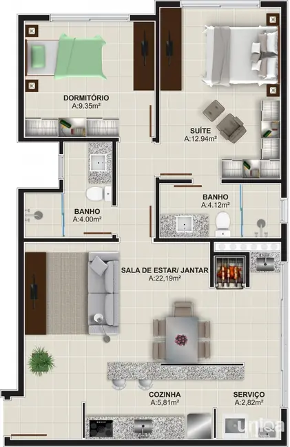 Apartamento com 2 quartos à venda, 77m2 em Patronato, Santa Maria - RS - imagem 3 Foto 3 de Apartamento com 2 quartos à venda, 77m2 em Patronato, Santa Maria - RS