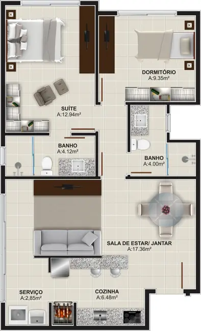 Apartamento com 2 quartos à venda, 75m2 em Patronato, Santa Maria - RS - imagem 3 Foto 3 de Apartamento com 2 quartos à venda, 75m2 em Patronato, Santa Maria - RS