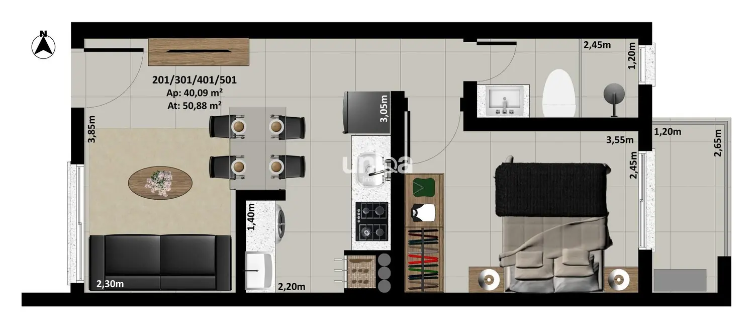 Foto 2 de Apartamento com 1 quarto à venda, 40m2 em Camobi, Santa Maria - RS