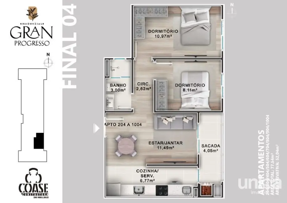 Foto 2 de Apartamento com 2 quartos à venda, 52m2 em Camobi, Santa Maria - RS