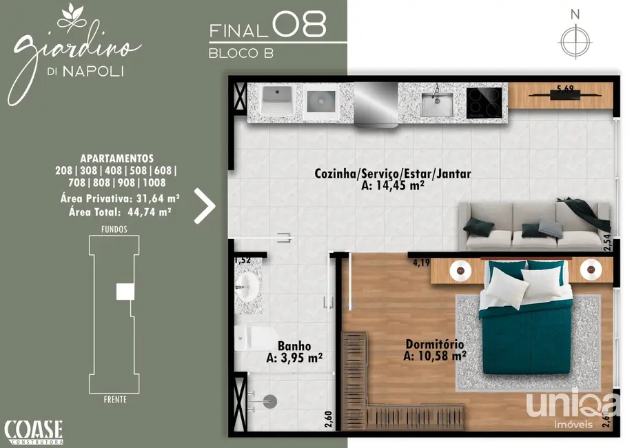 Apartamento com 1 quarto à venda, 32m2 em Camobi, Santa Maria - RS - imagem 6 Foto 6 de Apartamento com 1 quarto à venda, 32m2 em Camobi, Santa Maria - RS