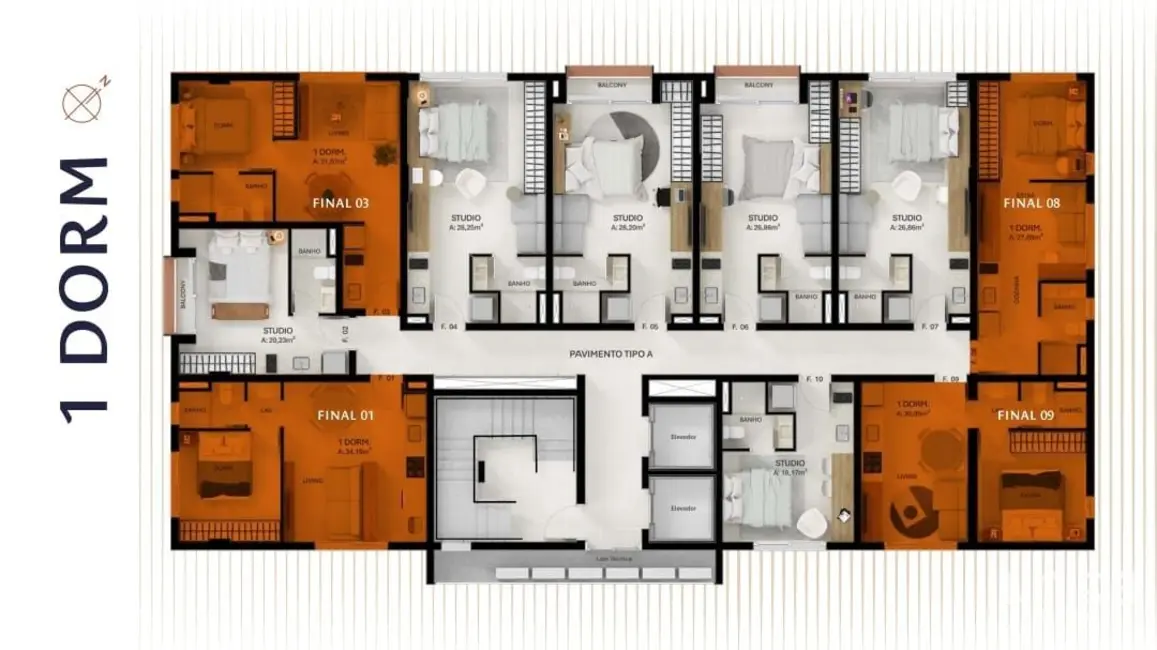 Foto 3 de Apartamento com 1 quarto à venda, 34m2 em Nossa Senhora das Dores, Santa Maria - RS