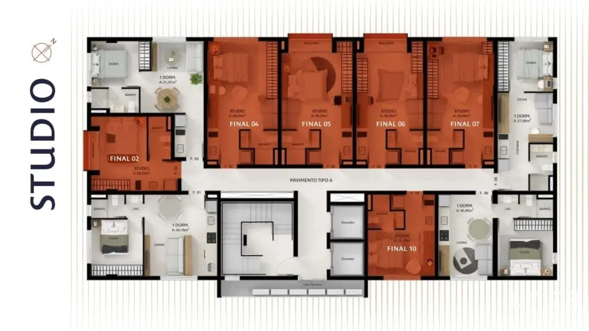 Foto 3 de Apartamento com 1 quarto à venda, 28m2 em Nossa Senhora das Dores, Santa Maria - RS