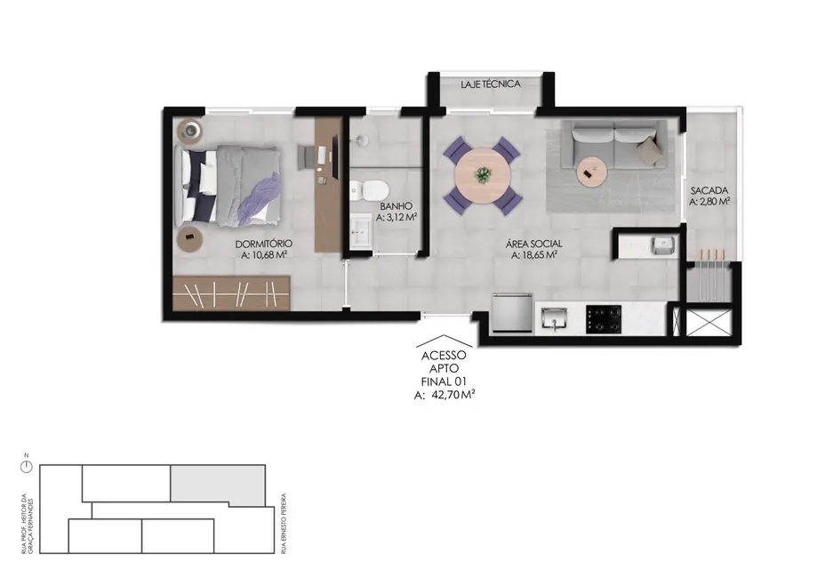 Foto 4 de Apartamento com 1 quarto à venda, 43m2 em Camobi, Santa Maria - RS