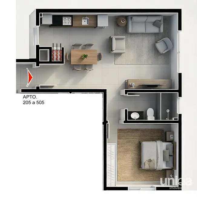 Apartamento com 1 quarto à venda, 51m2 em Camobi, Santa Maria - RS - imagem 2 Foto 2 de Apartamento com 1 quarto à venda, 51m2 em Camobi, Santa Maria - RS