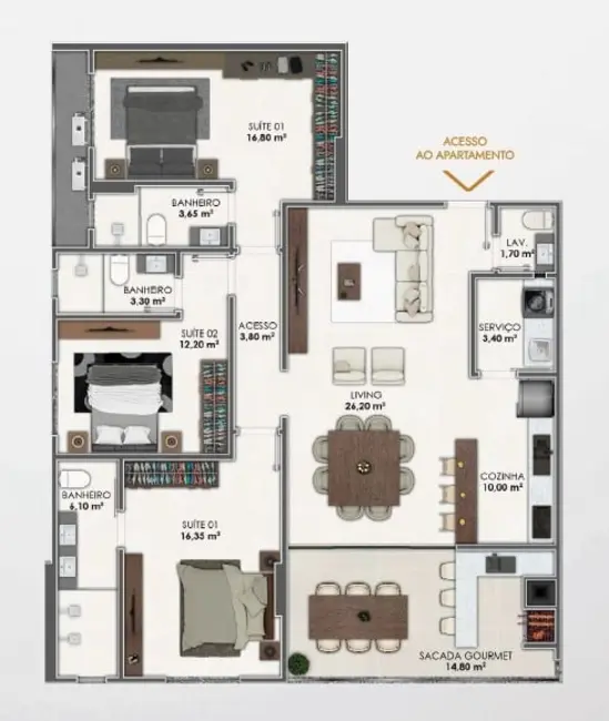 Foto 5 de Apartamento com 3 quartos à venda, 134m2 em Meia Praia, Itapema - SC