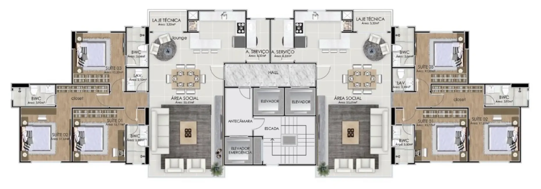 Apartamento com 3 quartos à venda, 136m2 em Centro, Balneario Camboriu - SC - imagem 5 Foto 5 de Apartamento com 3 quartos à venda, 136m2 em Centro, Balneario Camboriu - SC