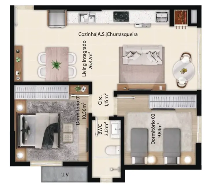 Foto 7 de Apartamento com 2 quartos à venda, 55m2 em Itapema - SC