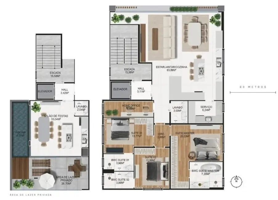 Apartamento com 3 quartos à venda, 276m2 em Itajai - SC - imagem 8 Foto 8 de Apartamento com 3 quartos à venda, 276m2 em Itajai - SC