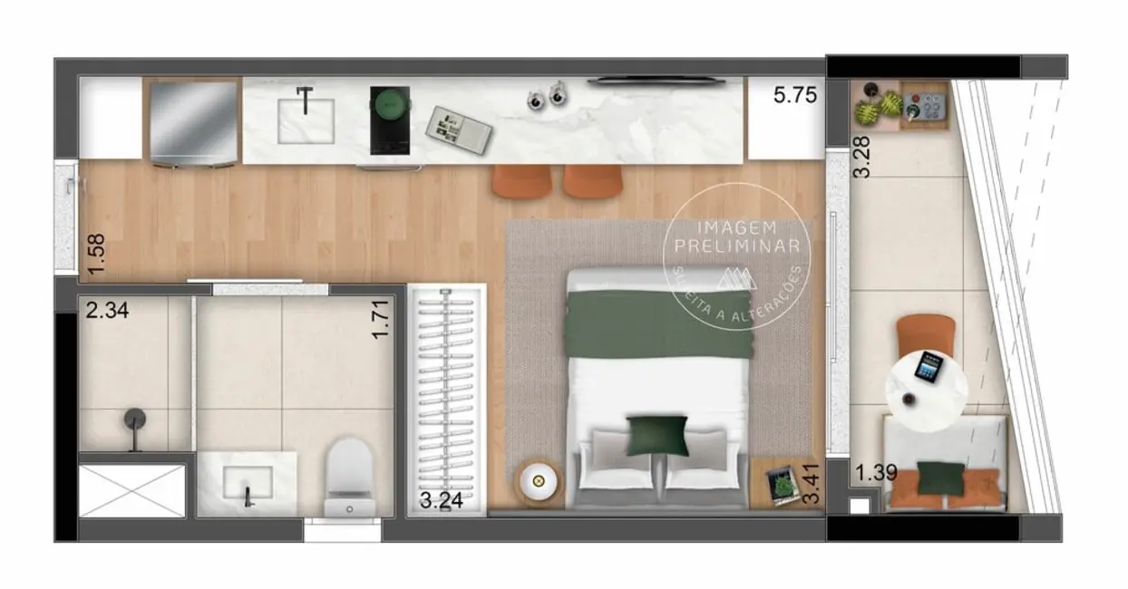 Apartamento com 1 quarto à venda, 43m2 em Moema, São Paulo - SP - imagem 7 Foto 7 de Apartamento com 1 quarto à venda, 43m2 em Moema, São Paulo - SP