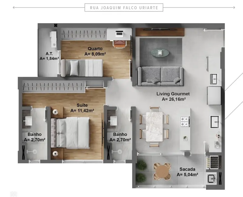 Apartamento com 3 quartos à venda, 87m2 em São Judas, Itajai - SC - imagem 9 Foto 9 de Apartamento com 3 quartos à venda, 87m2 em São Judas, Itajai - SC