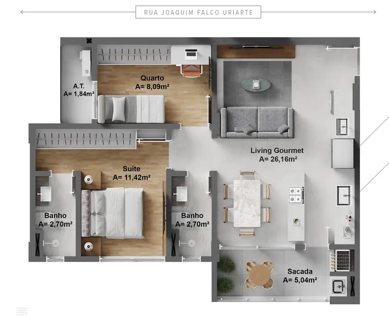 Apartamento com 2 quartos à venda, 68m2 em São Judas, Itajai - SC - imagem 9 Foto 9 de Apartamento com 2 quartos à venda, 68m2 em São Judas, Itajai - SC