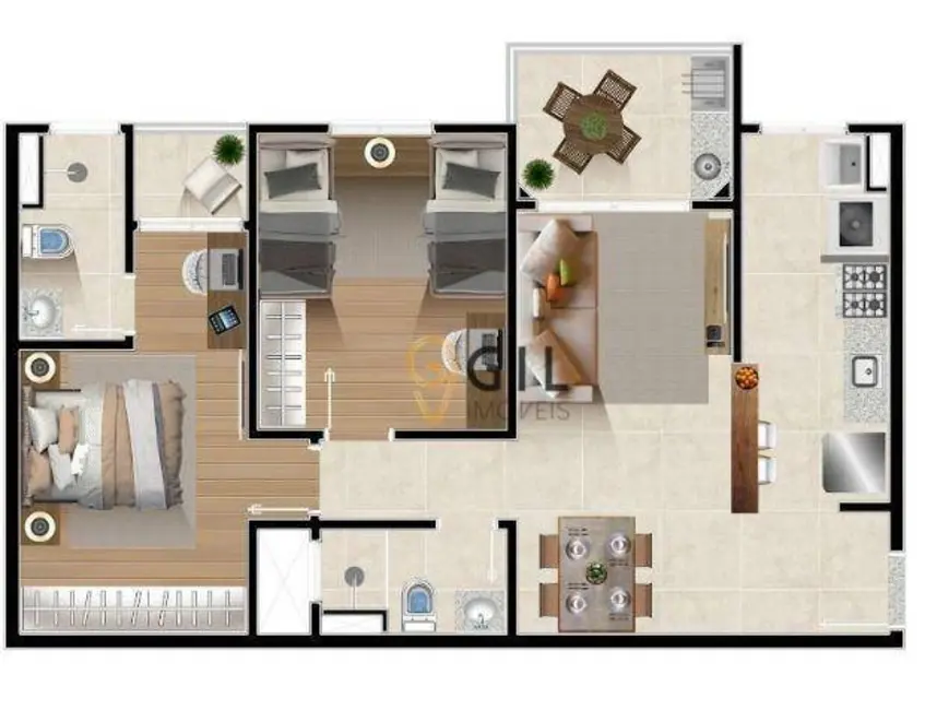 Foto 4 de Apartamento com 3 quartos à venda, 74m2 em Centro, Jacarei - SP