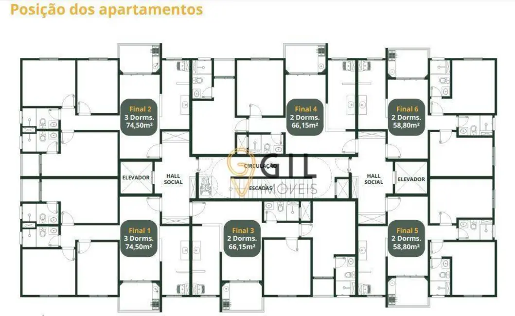 Foto 2 de Apartamento com 3 quartos à venda, 74m2 em Centro, Jacarei - SP