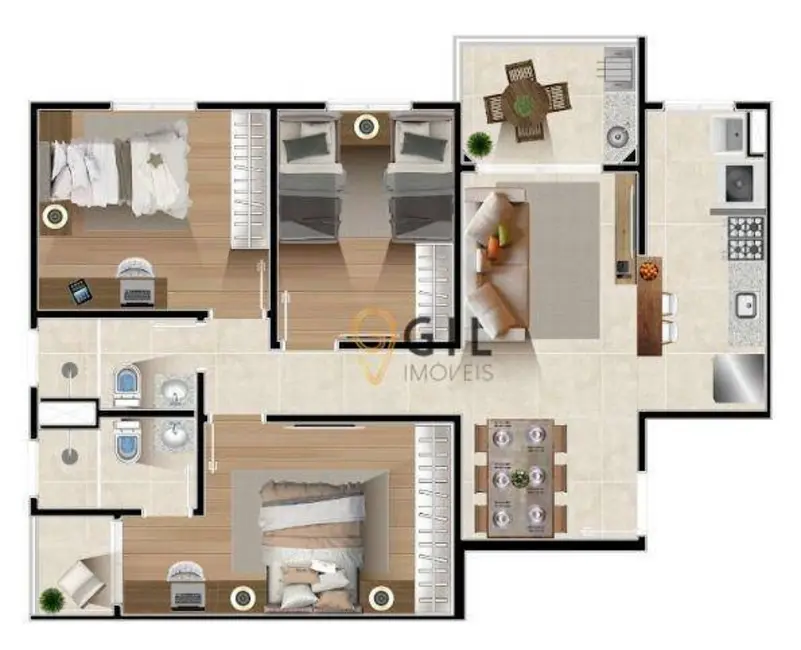 Foto 5 de Apartamento com 3 quartos à venda, 74m2 em Centro, Jacarei - SP