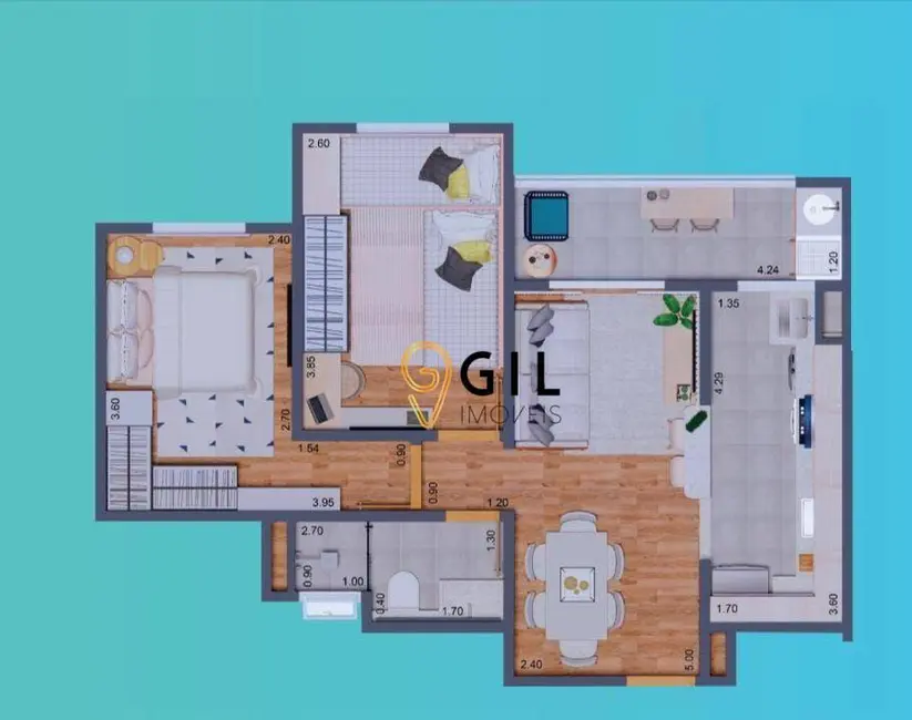 Apartamento com 2 quartos à venda, 57m2 em Jardim Santa Maria, Jacarei - SP - imagem 3 Foto 3 de Apartamento com 2 quartos à venda, 57m2 em Jardim Santa Maria, Jacarei - SP