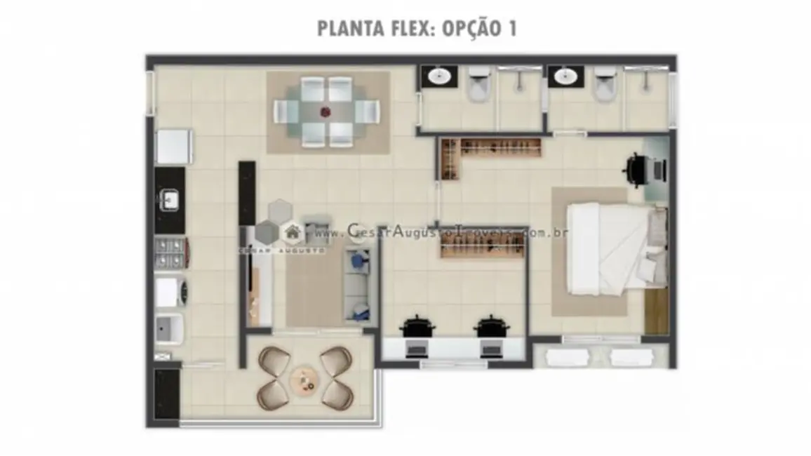 Foto 2 de Apartamento com 2 quartos à venda, 53m2 em Engenheiro Luciano Cavalcante, Fortaleza - CE