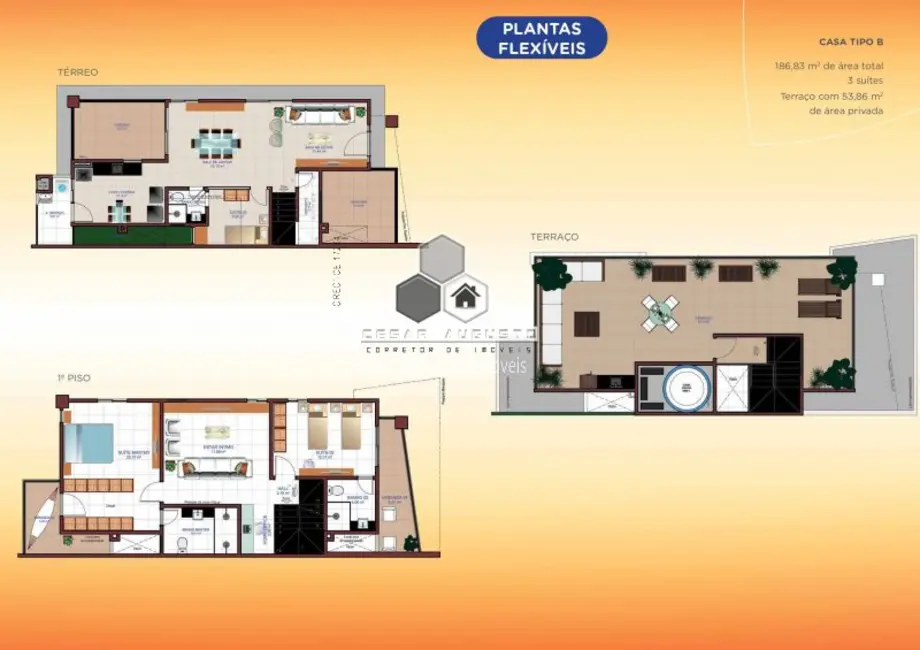 Casa de Condomínio com 3 quartos à venda, 177m2 em Eusebio - CE - imagem 3 Foto 3 de Casa de Condomínio com 3 quartos à venda, 177m2 em Eusebio - CE