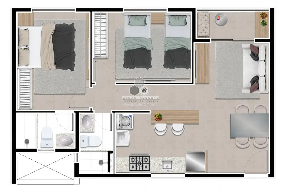 Foto 5 de Apartamento com 3 quartos à venda, 50m2 em José de Alencar, Fortaleza - CE