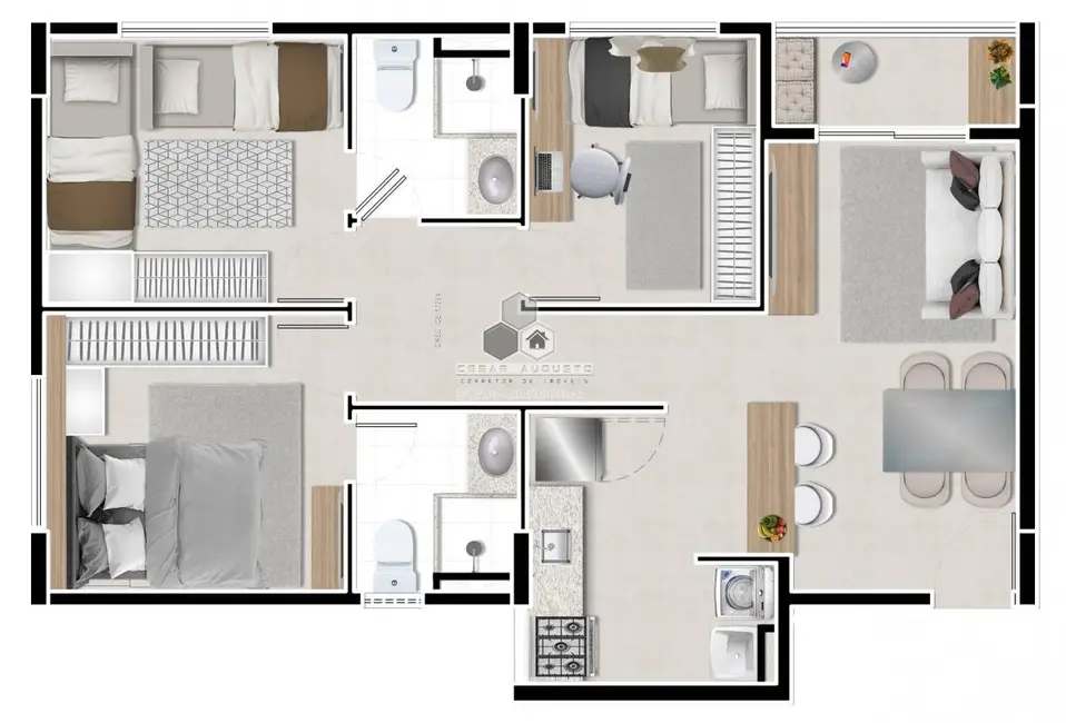 Foto 4 de Apartamento com 3 quartos à venda, 50m2 em José de Alencar, Fortaleza - CE
