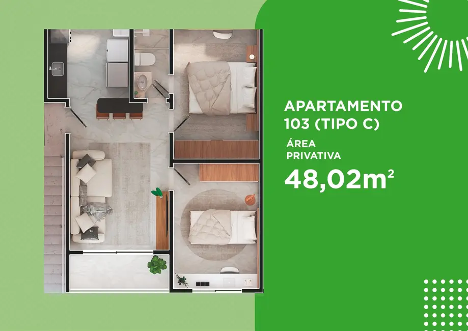 Apartamento com 2 quartos à venda, 47m2 em Itaitinga - CE - imagem 5 Foto 5 de Apartamento com 2 quartos à venda, 47m2 em Itaitinga - CE