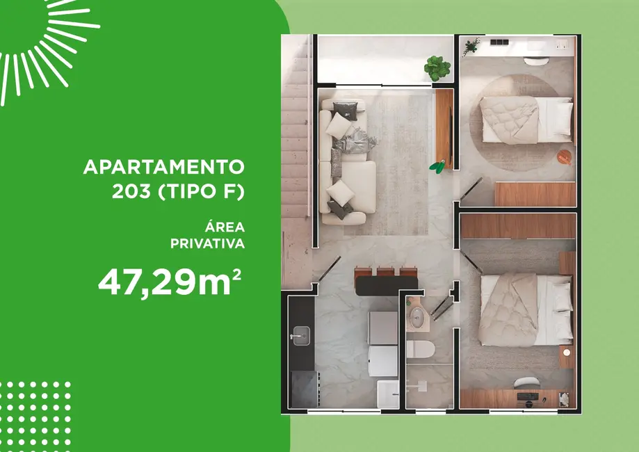 Apartamento com 2 quartos à venda, 47m2 em Itaitinga - CE - imagem 8 Foto 8 de Apartamento com 2 quartos à venda, 47m2 em Itaitinga - CE