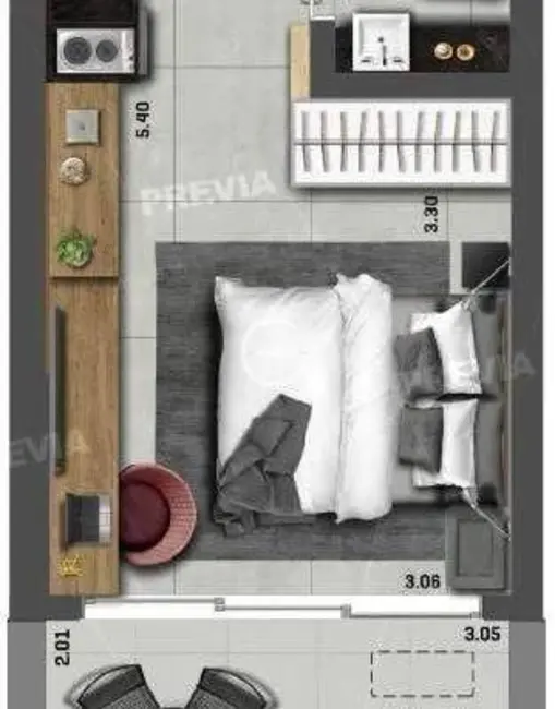 Apartamento com 1 quarto à venda, 26m2 em Moema, São Paulo - SP - imagem 5 Foto 5 de Apartamento com 1 quarto à venda, 26m2 em Moema, São Paulo - SP