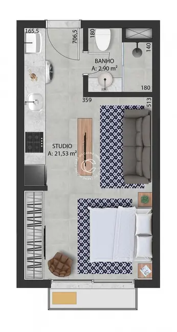 Foto 2 de Apartamento com 1 quarto à venda, 40m2 em Camobi, Santa Maria - RS
