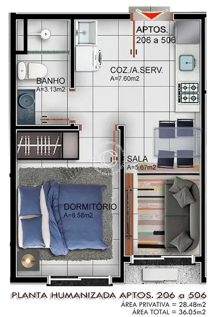 Foto 2 de Apartamento com 1 quarto à venda, 41m2 em Camobi, Santa Maria - RS