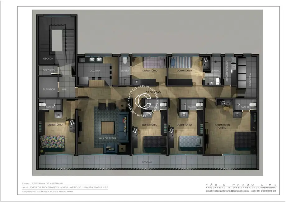 Foto 8 de Apartamento com 3 quartos à venda, 231m2 em Centro, Santa Maria - RS