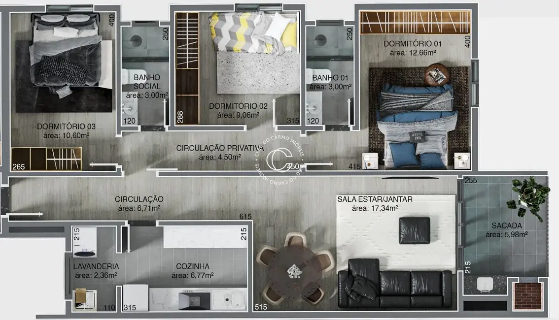 Foto 4 de Apartamento com 3 quartos à venda, 96m2 em Nossa Senhora Medianeira, Santa Maria - RS