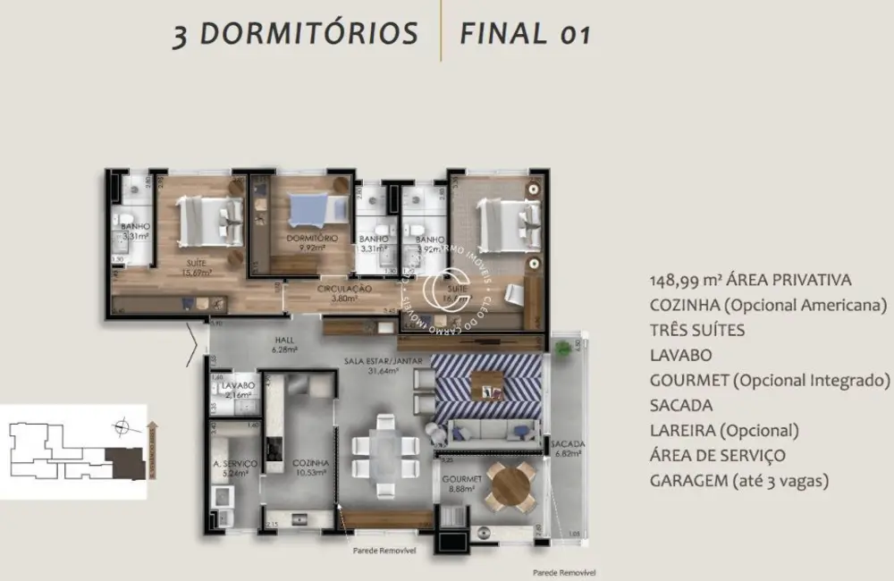 Foto 2 de Apartamento com 3 quartos à venda, 152m2 em Centro, Santa Maria - RS