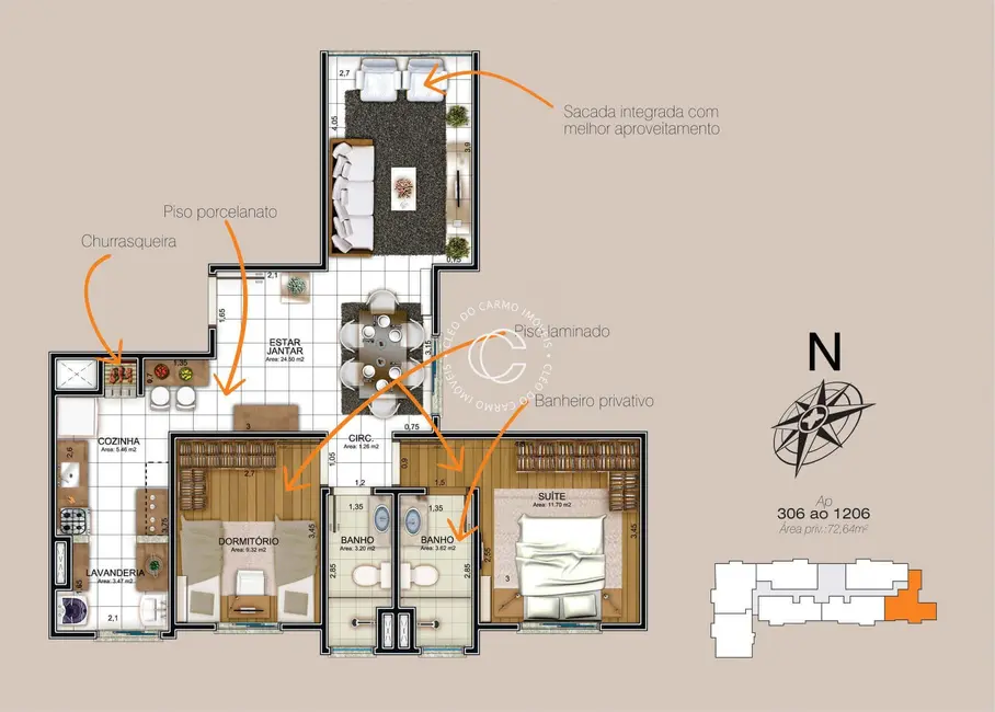 Foto 5 de Apartamento com 2 quartos à venda, 73m2 em Nossa Senhora das Dores, Santa Maria - RS