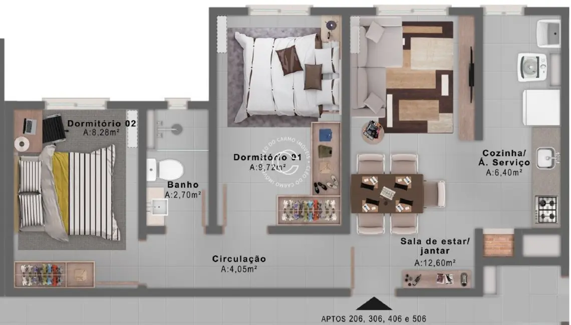 Foto 2 de Apartamento com 2 quartos à venda, 52m2 em Noal, Santa Maria - RS