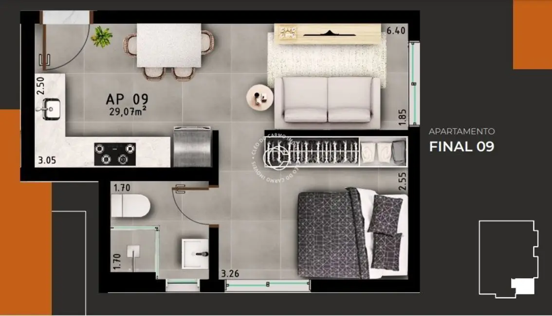 Foto 3 de Apartamento com 1 quarto à venda, 29m2 em Camobi, Santa Maria - RS