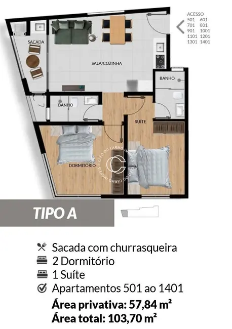 Foto 3 de Apartamento com 2 quartos à venda, 58m2 em Nossa Senhora de Fátima, Santa Maria - RS