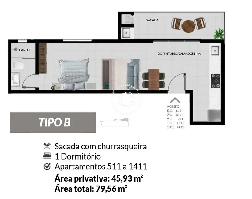 Foto 3 de Apartamento com 1 quarto à venda, 46m2 em Nossa Senhora de Fátima, Santa Maria - RS