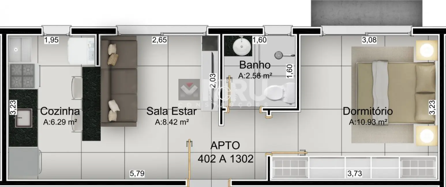 Apartamento com 1 quarto à venda, 36m2 em Nossa Senhora do Rosário, Santa Maria - RS - imagem 2 Foto 2 de Apartamento com 1 quarto à venda, 36m2 em Nossa Senhora do Rosário, Santa Maria - RS