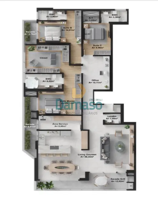 Foto 8 de Apartamento com 3 quartos à venda, 162m2 em Fazendinha, Itajai - SC